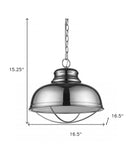 Ansen 1-Light Polished Nickel Pendant With Gloss White Interior Shade