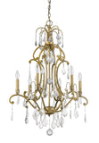 Claire 6-Light Antique Gold Chandelier With Crystal Accents