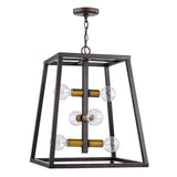 Tiberton 6-Light Oil-Rubbed Bronze Foyer Pendant With Antique Brass Sockets