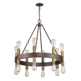 Cumberland 16-Light Wood Finish Chandelier With Raw Brass Sockets