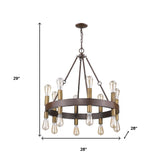 Cumberland 16-Light Wood Finish Chandelier With Raw Brass Sockets