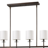 Kara 4-Light Oil-Rubbed Bronze Island Pendant With Fabric Shades And Crystal Bobeches