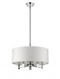 Andrea 5-Light Polished Nickel Drum Pendant With Ivory Hardback Shade