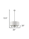 Andrea 5-Light Polished Nickel Drum Pendant With Ivory Hardback Shade