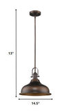 Antique Bronze Hanging Light with Dome Shade