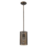 Bronze Metal Hanging Light with Mesh Shade