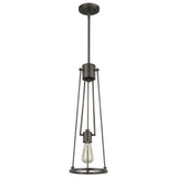 Jade 1-Light Oil-Rubbed Bronze Pendant With Vertical Structural Frames