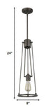 Jade 1-Light Oil-Rubbed Bronze Pendant With Vertical Structural Frames