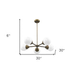 Portsmith 5-Light Raw Brass Chandelier With White Globe Shades