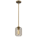 Brushed Gold Metal Cage Hanging Light