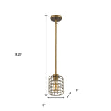 Brushed Gold Metal Cage Hanging Light