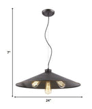 Alcove 4-Light Oil-Rubbed Bronze Pendant With Raw Brass Interior Shade