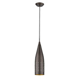 Narrow Bronze Hanging Light with Glass Studs