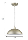 Silver Metal Hanging Light with Dome Shade