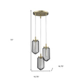 Gold and Black Metal Cage Pendant Hanging Light