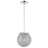 Distratto 1-Light Polished Chrome Pendant Enmeshed Aluminum Wire Shade (12