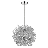 Mingle 3-Light Polished Chrome Pendant With Faceted Chrome Aluminum Wire Shade