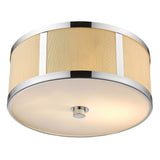 Butler 2-Light Polished Chrome Pendant With Coarse Cream Linen Shade And Opal Acrylic Diffuser