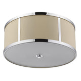 Butler 3-Light Polished Chrome Pendant With Coarse Cream Linen Shade And Opal Acrylic Diffuser