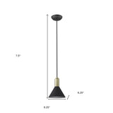 Matte Black and Gold Conical Pendant Hanging Light