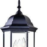 Three Light Matte Black Domed Glass Lantern Wall Light