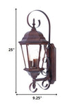 Three Light Dark Brown Swing Arm Lantern Wall Light