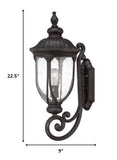 XL Black Cast Aluminum Glass Lantern Wall Light