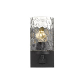 Black Metal and Pebbled Glass Wall Sconce