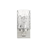 Silver Metal and Pebbled Glass Wall Sconce