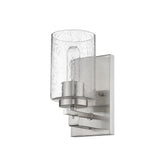 Silver Metal and Textured Glass Wall Sconce