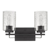 Bronze Metal and Textured Glass Two Light Wall Sconce