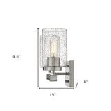 Bronze Metal and Textured Glass Two Light Wall Sconce