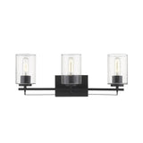 Black Metal and Textured Glass Three Light Wall Sconce