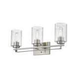 Silver Metal and Textured Glass Three Light Wall Sconce