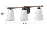 Three Light Bronze Metal Vanity Wall Light