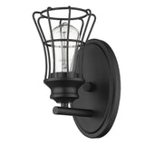 One Light Matte Black Cage Wall Sconce