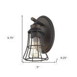 One Light Bronze Cage Wall Light