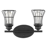 Two Light Matte Black Cage Wall Sconce