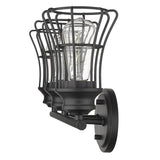 Three Light Matte Black Cage Wall Sconce