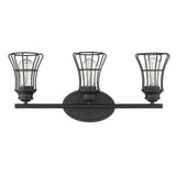 Three Light Matte Black Cage Wall Sconce