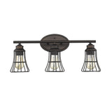 Three Light Bronze Cage Wall Light