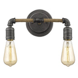 Two Light Industrial Textured Gray Wall Light