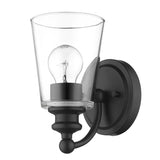 One Light Matte Black Glass Shade Wall Sconce