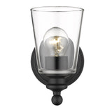 One Light Matte Black Glass Shade Wall Sconce