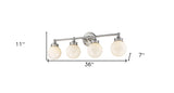 Fairfax 4-Light Satin Nickel Vanity With White Globe Shades