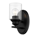 One Light Matte Black Wall Light with Clear Glass Shade