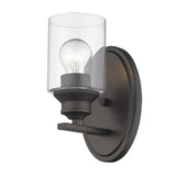 One Light Bronze Wall Light with Clear Glass Shade