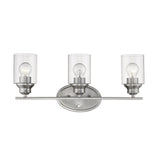 Three Light Silver Wall Light with Clear Glass Shade