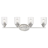 Four Light Silver Wall Light with Clear Glass Shade