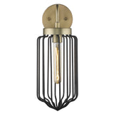 Gold and Black Metal Cage Wall Sconce